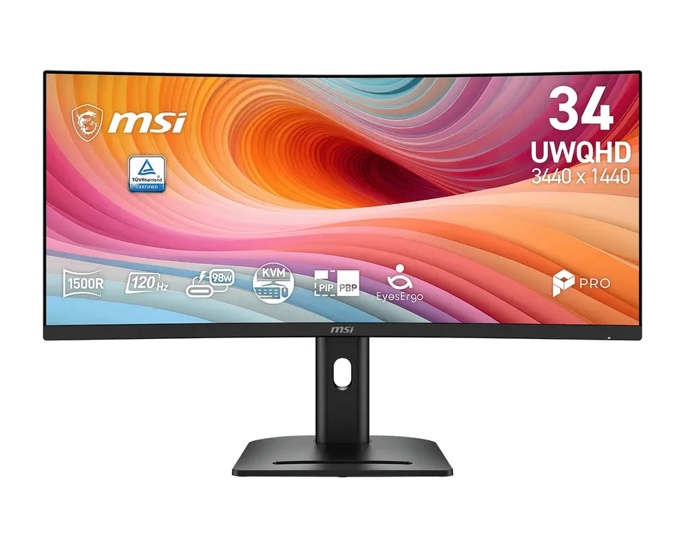 MSI monitor PRO MP341CQPHG E12, 34" zakřivený /3440x1440 (UWQHD)/VA LED/100Hz/1m