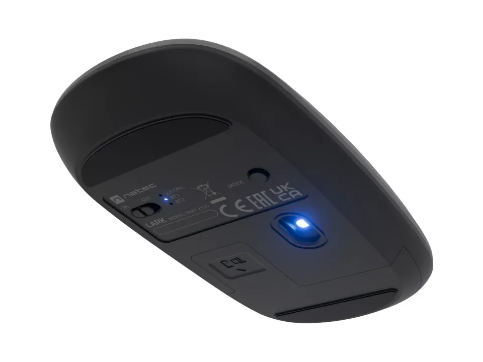 Myš bezdrátová Natec LARK/Kancelářská/Blue Sense/4 000 DPI/USB+BT/Černá