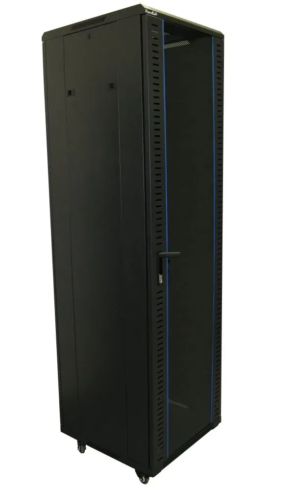 XtendLan 42U/600x800 stojanový, černý, skleněné dveře, plná záda