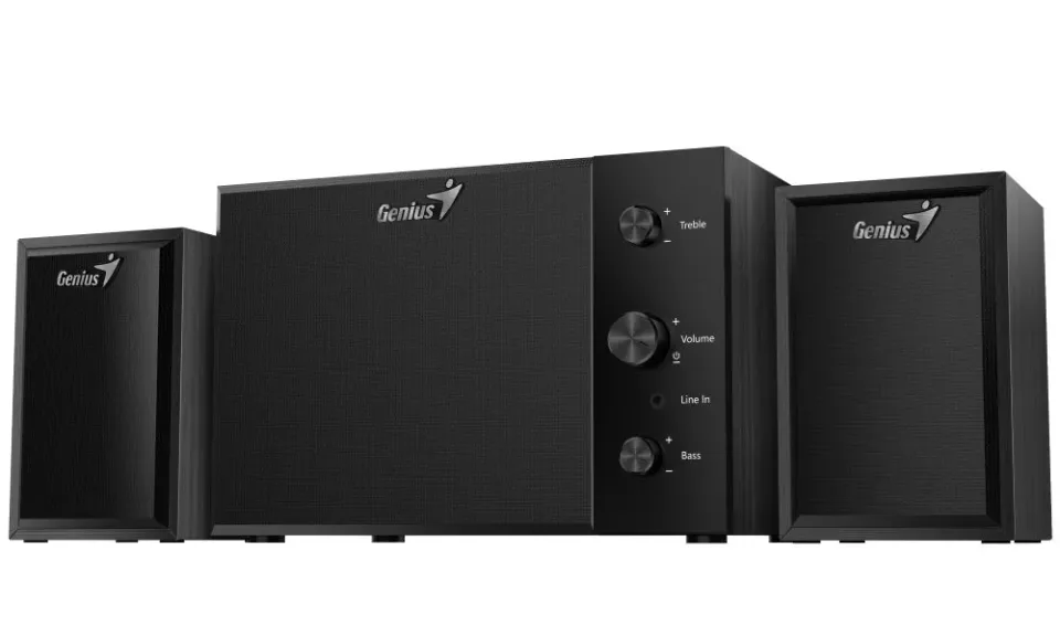 Genius repro SW-2.1 350 , 15W, 3,5mm jack, dřevěné, černé