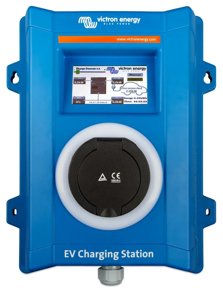 Victron EV nabíjecí stanice pro elektromobily, 22kW, 32A, 3f/1f, Type 2, LCD displej, bez kabelu