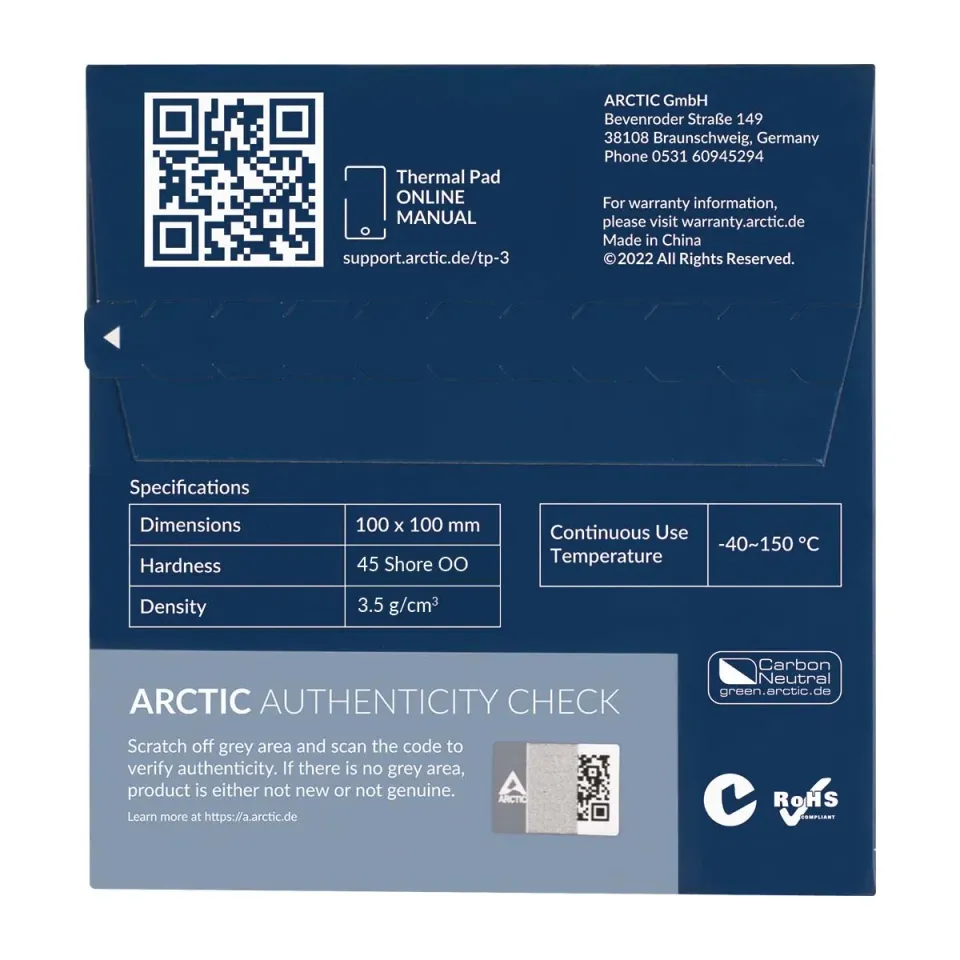ARCTIC Teplovodivá podložka TP-3, 100 x 100 x 1,5 mm