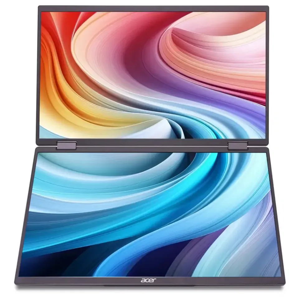 ACER LCD PD163Qbmiuux DUAL SCREEN 40cm (15.6") IPS LED, FHD 1920x1080@60Hz, 250cd/m2, 170/170, 2x2W repro, Black