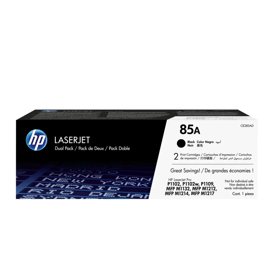 HP CE285AD sada originálních tonerů černých = 2pack (= 2x CE285A) černý toner 85A black cca 1600 stran (pro LJ P1102, P1102w, M1212nf, M1132) černý