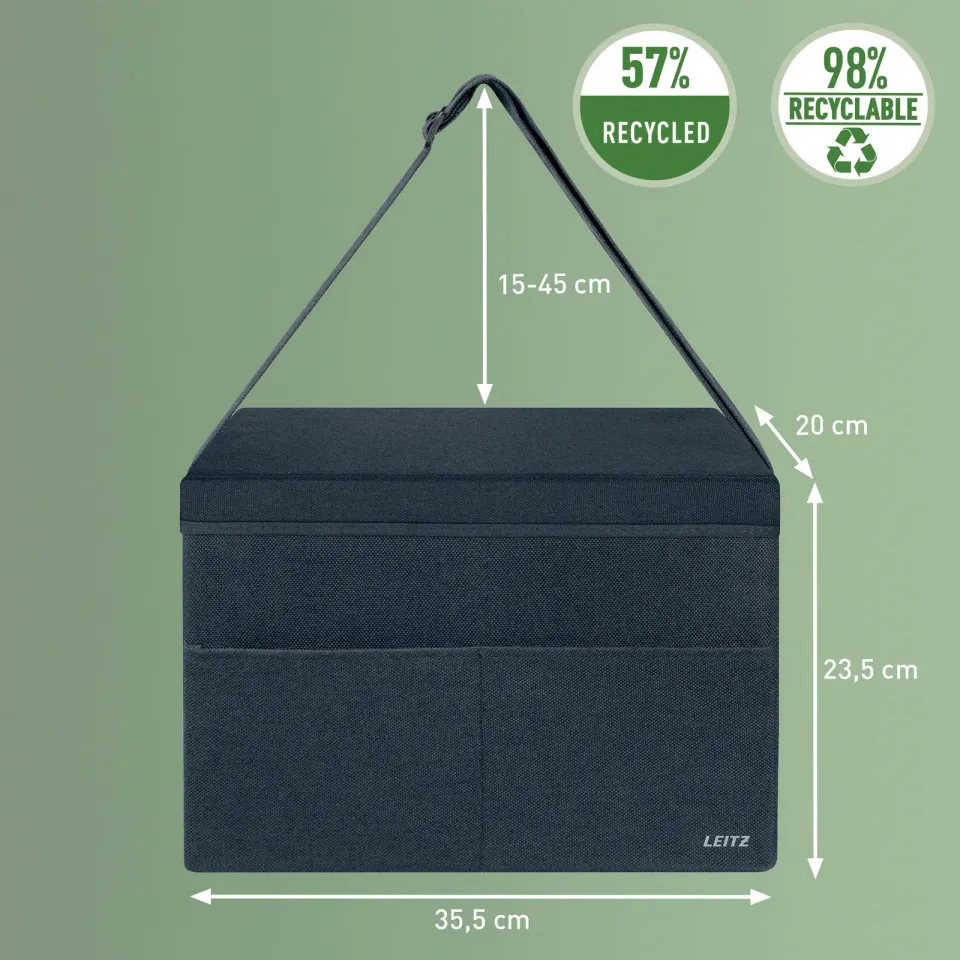 LEITZ kompaktní textilní box pro hot desking s víkem, 35,5 x š 20 x v 23,5 cm
