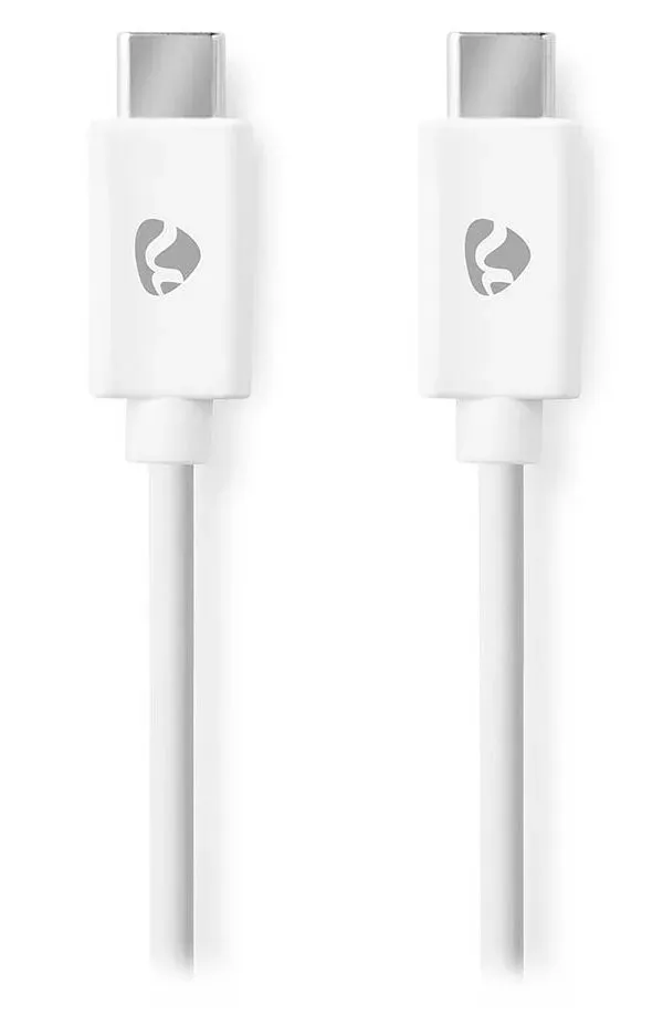 NEDIS kabel USB 2.0/ zástrčka USB-C - zástrčka USB-C/ 60 W/ 480 Mbps/ poniklovaný/ bílý/ bulk/ 1m