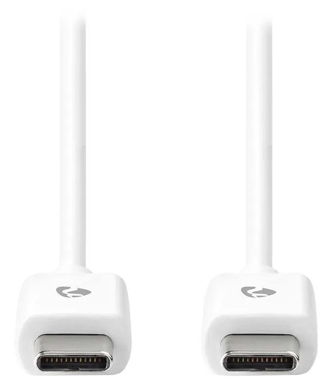 NEDIS kabel USB 2.0/ zástrčka USB-C - zástrčka USB-C/ 60 W/ 480 Mbps/ poniklovaný/ bílý/ bulk/ 1m