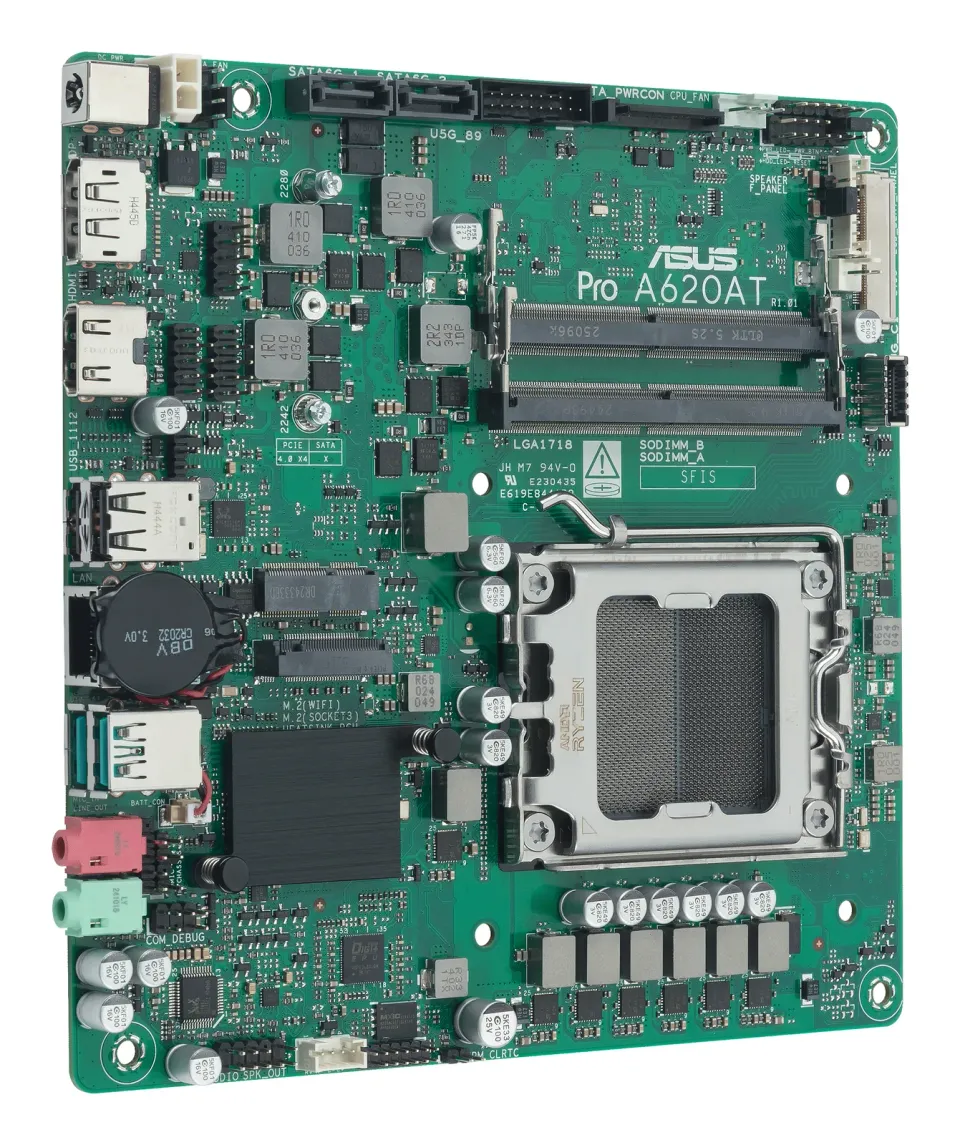 ASUS MB Sc AM5 PRO A620AT-CSM, AMD A620A, 2xDDR5 SODIMM, 1xHDMI, 1xDP, 1xLVDS, Thin Mini-ITX