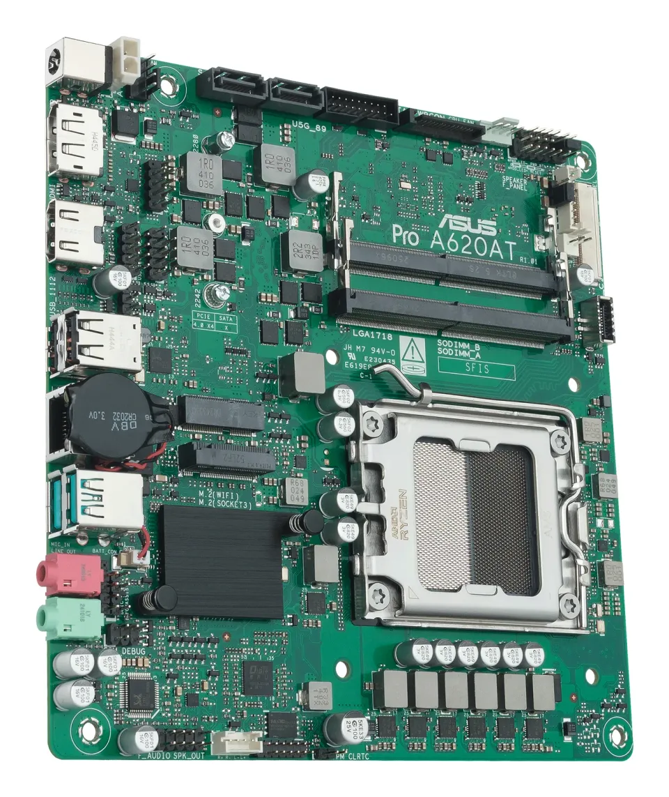 ASUS MB Sc AM5 PRO A620AT-CSM, AMD A620A, 2xDDR5 SODIMM, 1xHDMI, 1xDP, 1xLVDS, Thin Mini-ITX