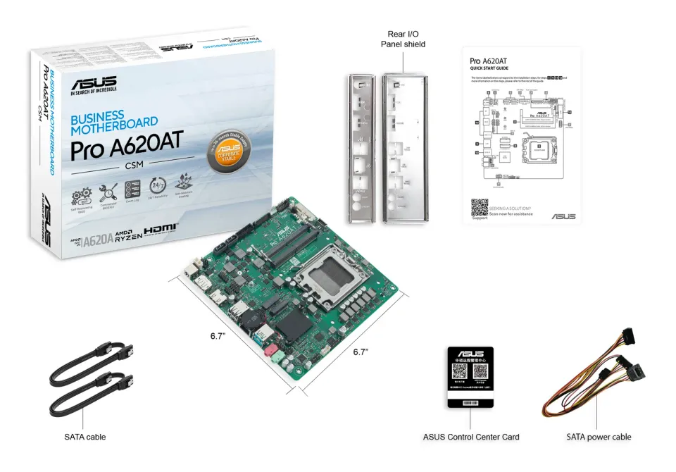 ASUS MB Sc AM5 PRO A620AT-CSM, AMD A620A, 2xDDR5 SODIMM, 1xHDMI, 1xDP, 1xLVDS, Thin Mini-ITX