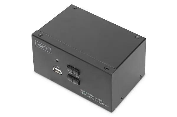 DIGITUS KVM přepínač, 2 porty, dva displeje, 4K, HDMI (DS-12860)