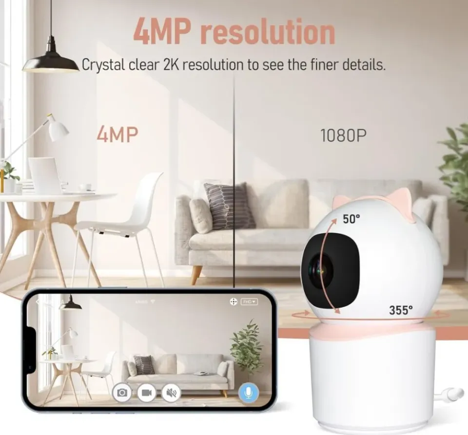 IMMAX NEO LITE SMART Security vnitřní kamera BABY, 355° 50°, P/T, Wi-Fi, 4MP, růžová, TUYA