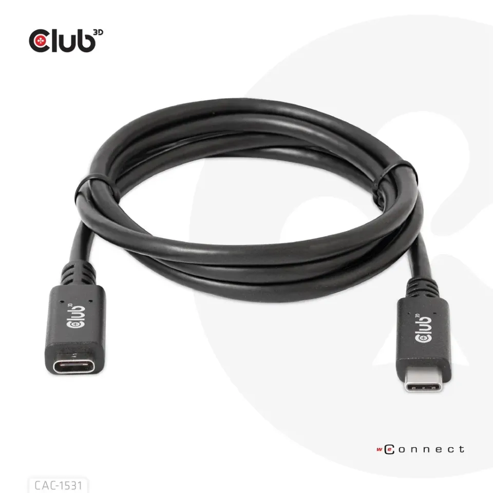 Club3D Prodlužovací kabel USB-C, 5Gbps, 60W(20V/3A), 4K60Hz (M/F), 1m