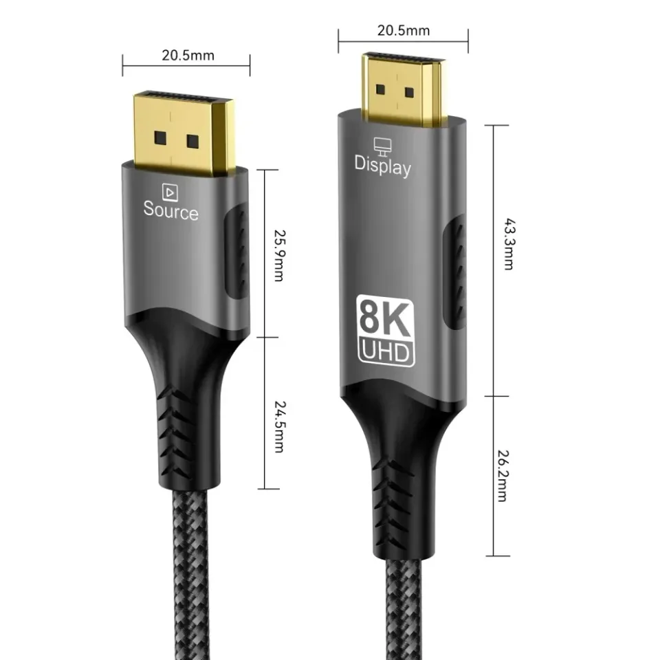 PremiumCord DisplayPort 1.4 na HDMI2.1 kabel pro rozlišení 8K@60Hz,4K@144Hz, 2m