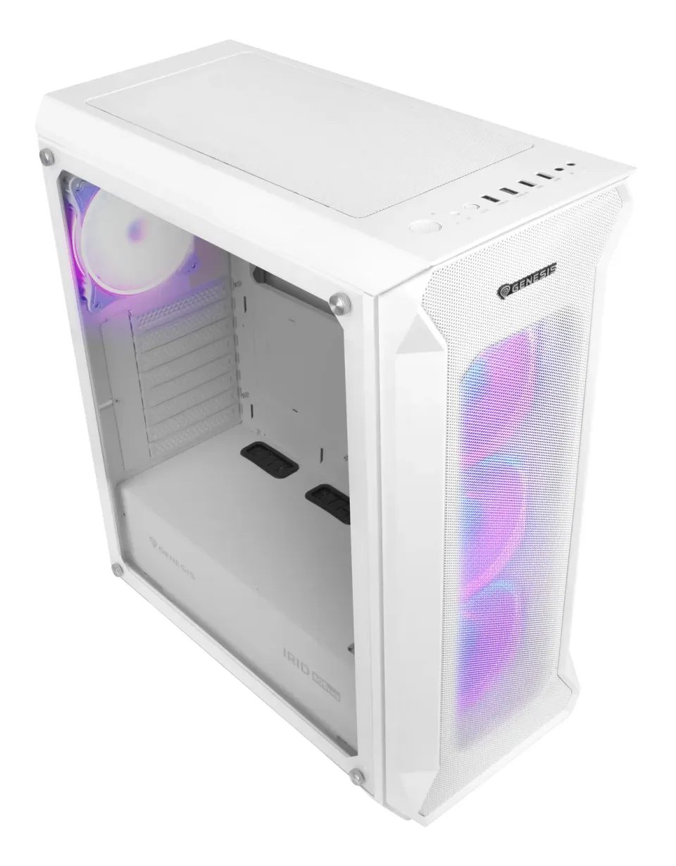Počítačová skříň Genesis IRID 505 ARGB V2/Midi Tower/Transpar./Bílá