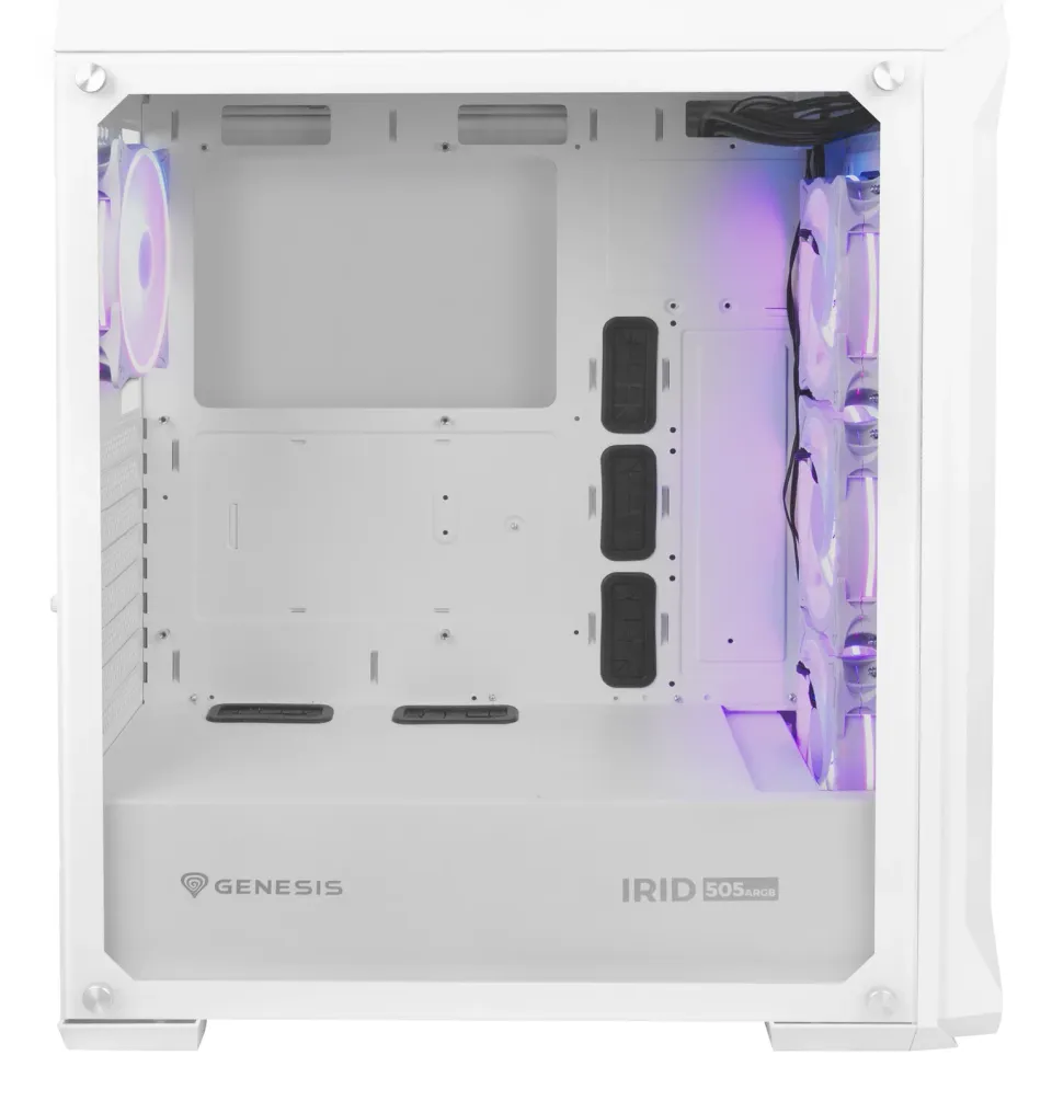 Počítačová skříň Genesis IRID 505 ARGB V2/Midi Tower/Transpar./Bílá