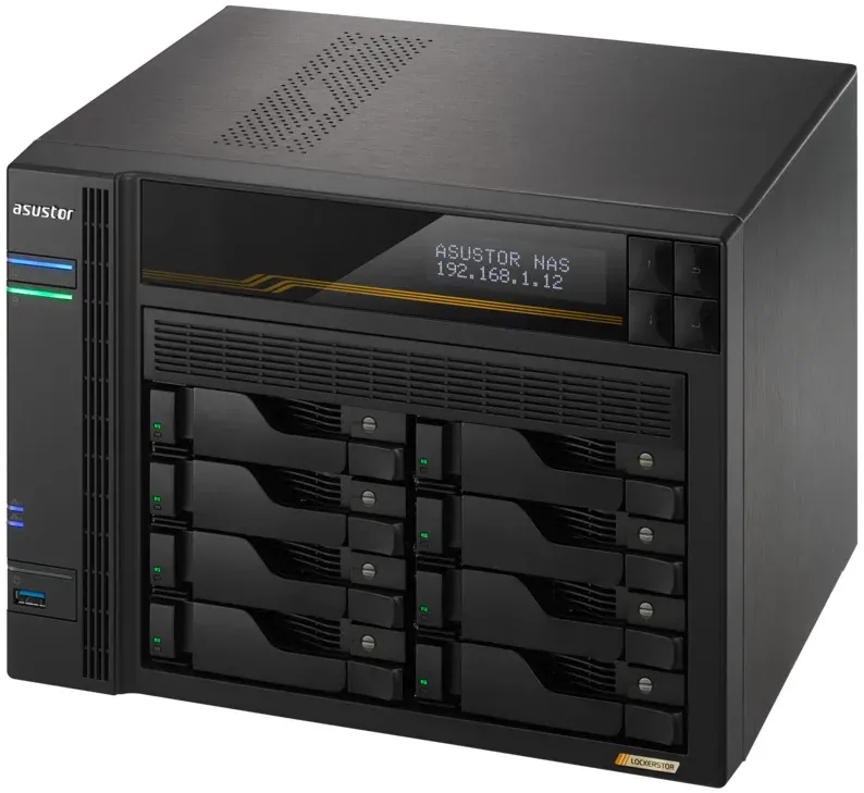Asustor Lockerstor 8 Gen3 AS6808T 8x 2,5"/3,5" SATA III/ 16GB RAM/ Dual 10GbE Ports/ Dual 5GbE Ports/ 4x M.2 SSD