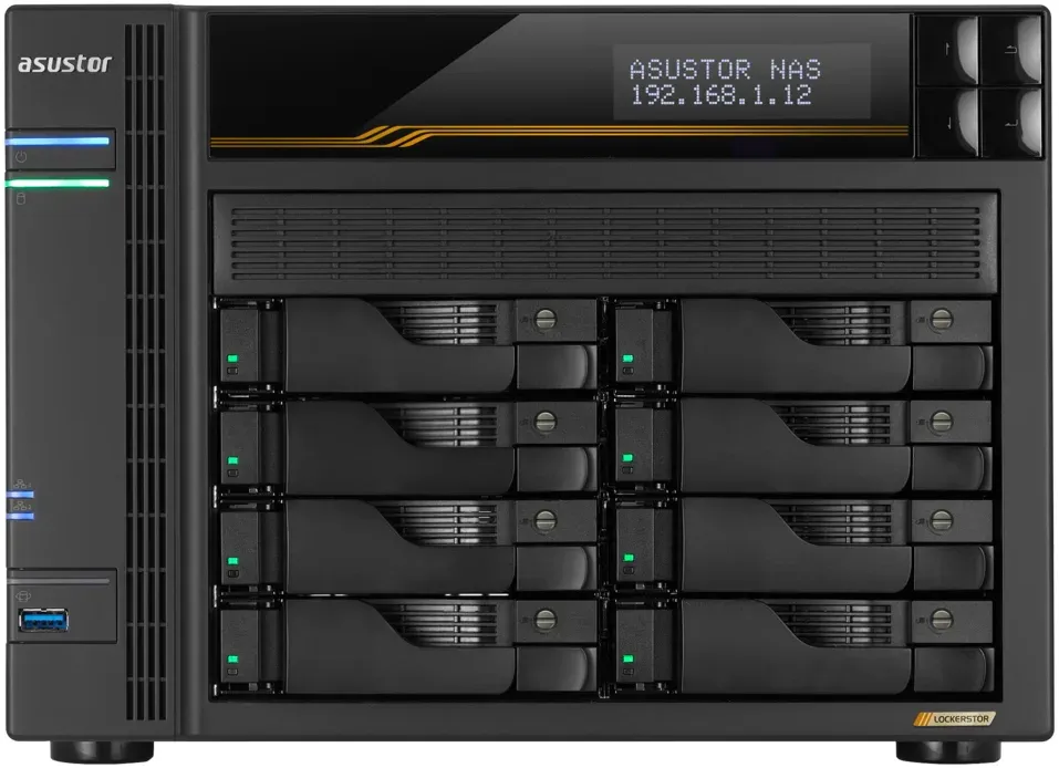 Asustor Lockerstor 8 Gen3 AS6808T 8x 2,5"/3,5" SATA III/ 16GB RAM/ Dual 10GbE Ports/ Dual 5GbE Ports/ 4x M.2 SSD