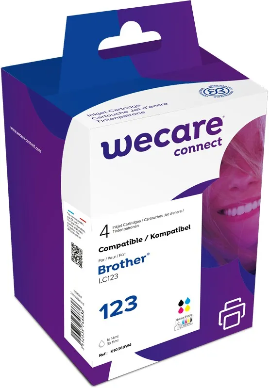 WECARE ARMOR ink sada kompatibilní s BROTHER LC-123 VAL BP,černá/CM