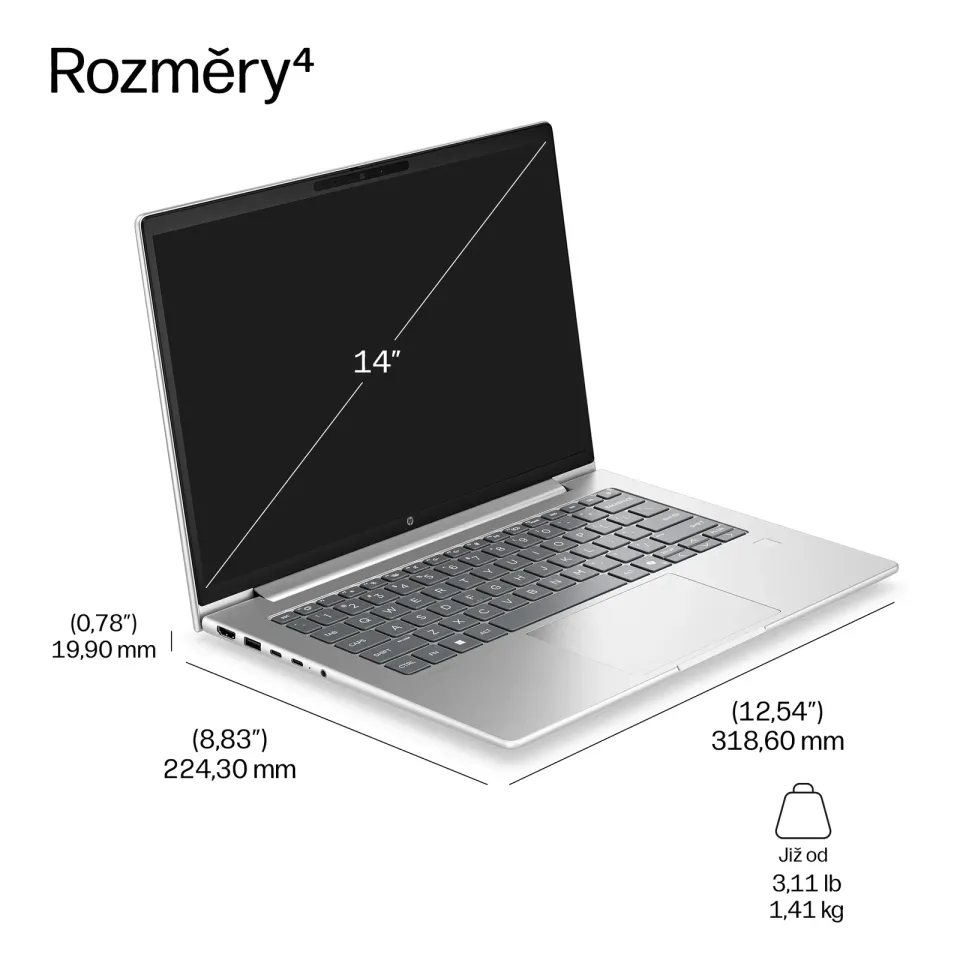 HP NTB ProBook 4 G2a 14" R5-230 WUXGA 300FHD, 1x16GB, 512GB, WiFi6E, BT, backlit keyb,bez adapteru, Win11Pro,3y PUR