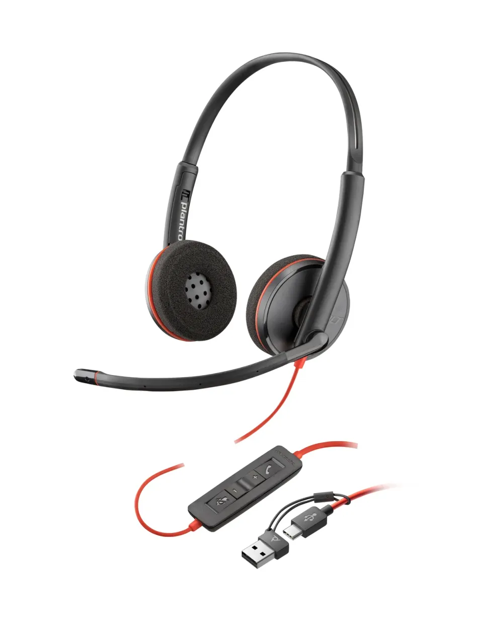 Poly Blackwire 3220 náhlavní souprava, USB-C/A adaptér, stereo