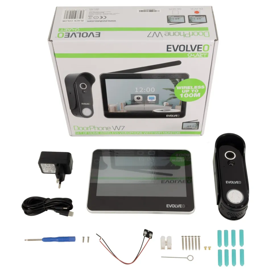 EVOLVEO DoorPhone W7, Sada domácího bezdrátového videotelefonu s WiFi černý moni