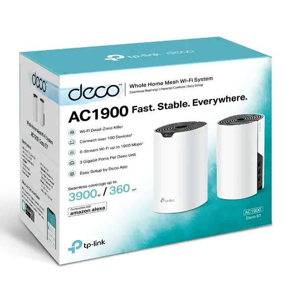 TP-Link Deco S7(2-pack) Mesh systém AC1900 s Wi-Fi pro celoplošné pokrytí domácn