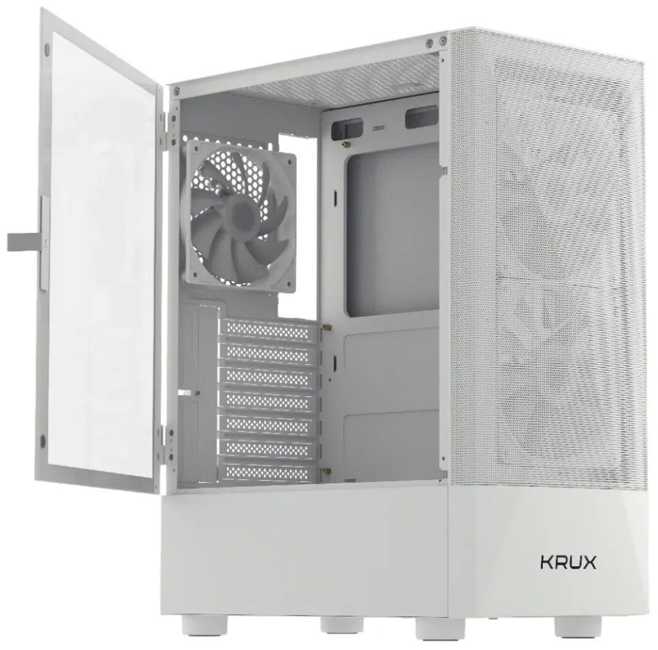 Krux skříň Vako RGB/ ATX / 2x140mm RGB fan / 1x120mm RGB fan / 2xUSB 2.0 / USB 3.0 / bílá