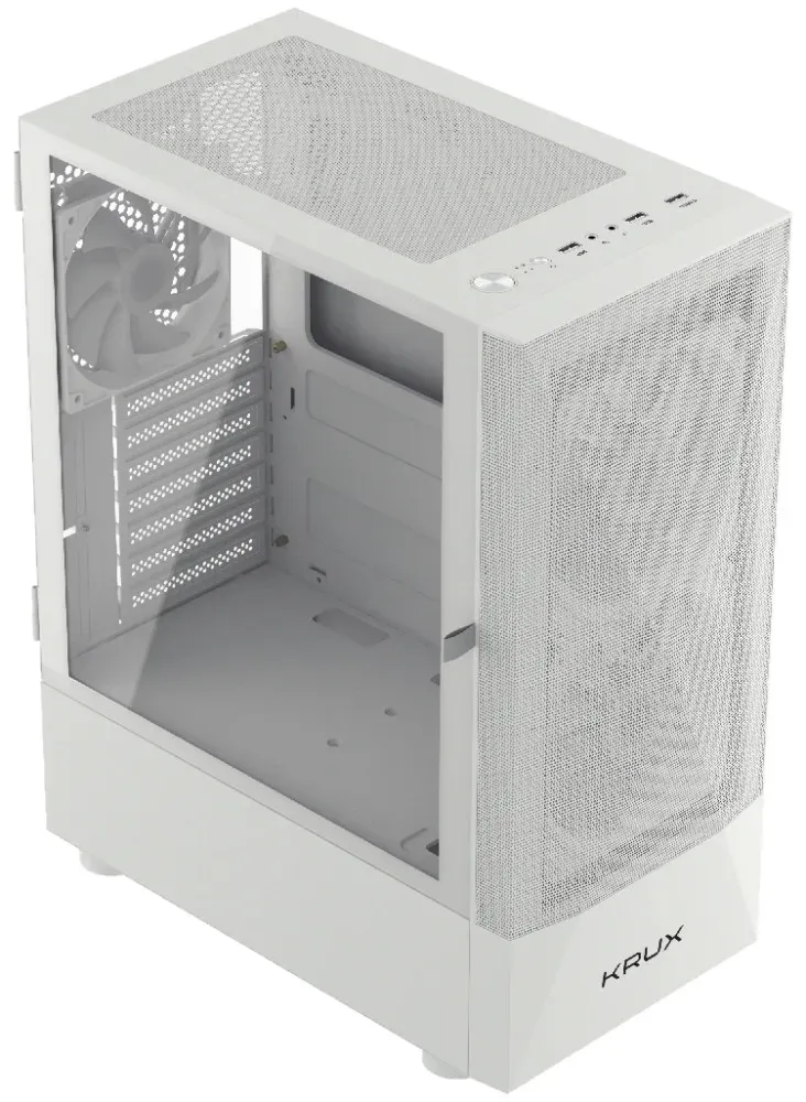 Krux skříň Vako RGB/ ATX / 2x140mm RGB fan / 1x120mm RGB fan / 2xUSB 2.0 / USB 3.0 / bílá