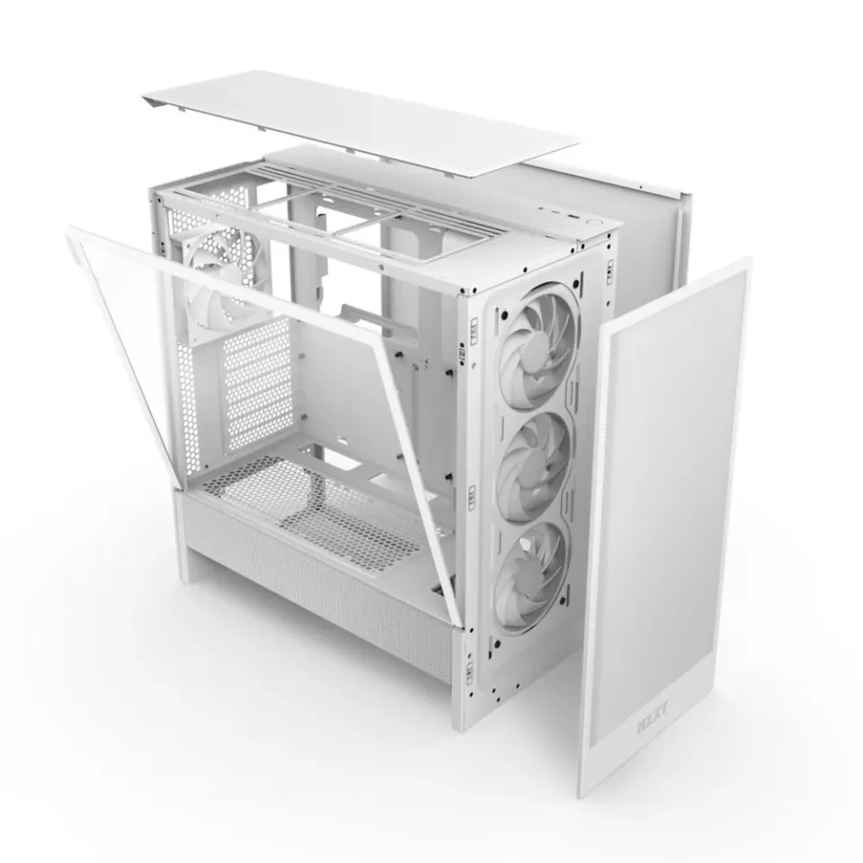NZXT skříň H5 Flow RGB edition / 1x360 mm RGB core fan / 1x120mm / USB 3.0 / USB-C 3.1 / průhledná bočnice / mesh /bílá