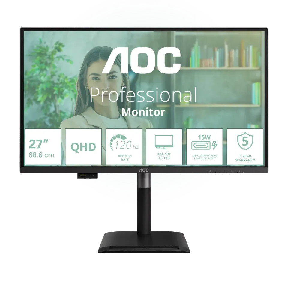 AOC LCD Q27P4U 27" IPS/2560x1440@120Hz/4ms/350cd/2xHDMI/DP/4xUSB/Repro/Pivot/HAS