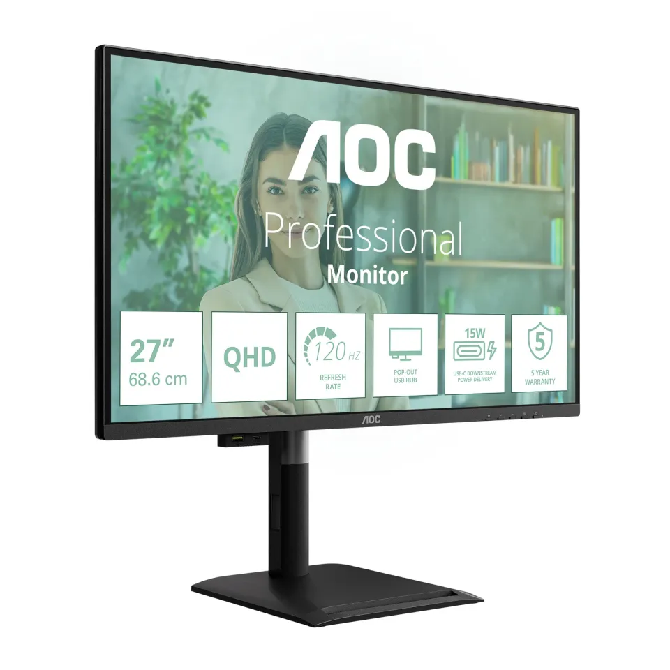 AOC LCD Q27P4U 27" IPS/2560x1440@120Hz/4ms/350cd/2xHDMI/DP/4xUSB/Repro/Pivot/HAS
