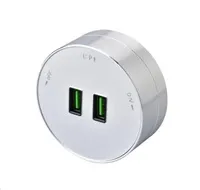 Viking zásuvkový modul A50, 2x USB-A, stříbrná