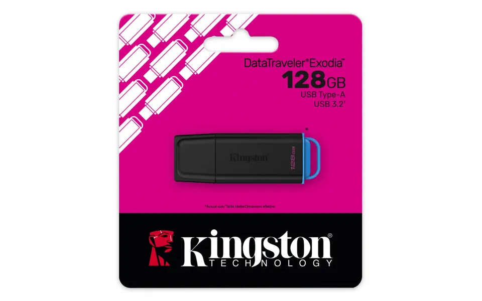 KINGSTON 128GB Portable USB 3.2 Gen 1 DataTraveler Exodia Black/Blue GEN2
