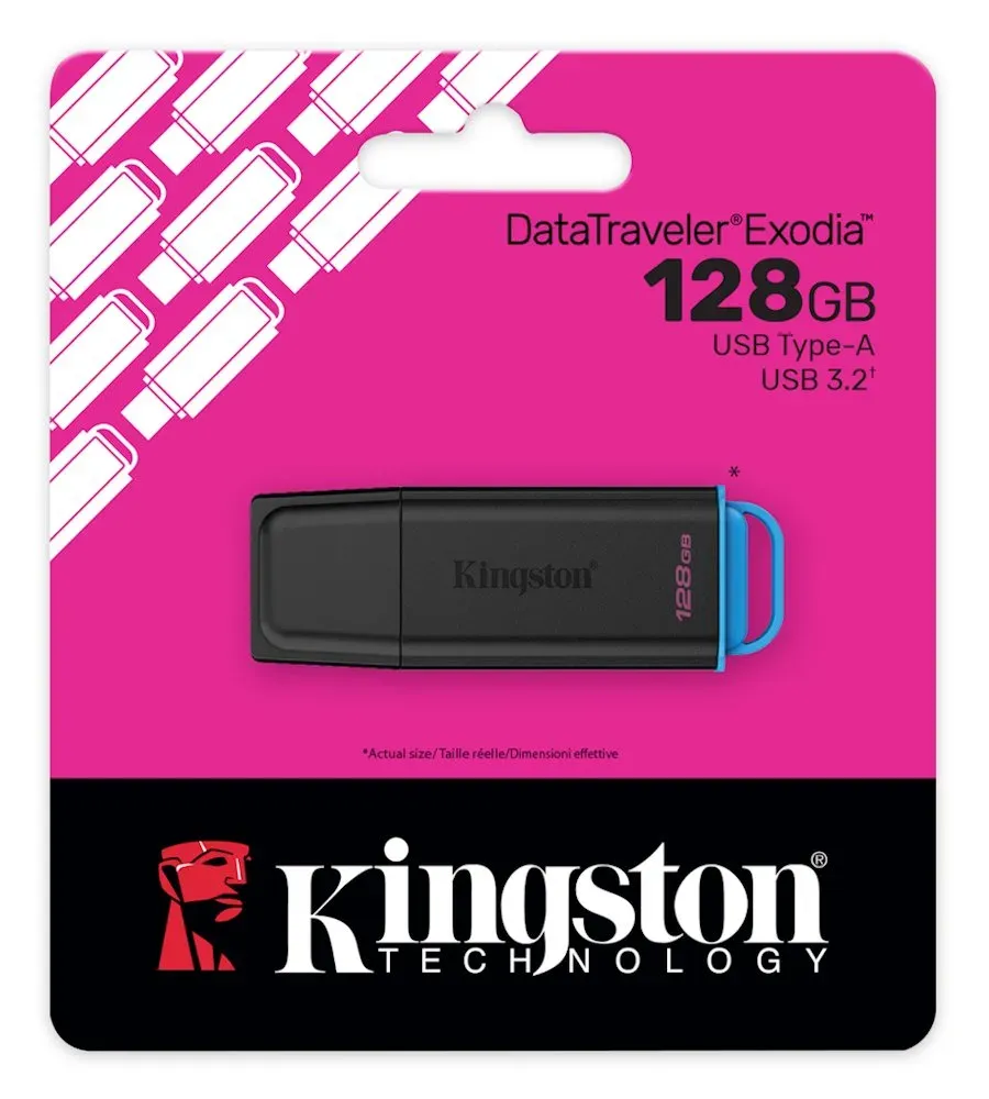 KINGSTON 128GB Portable USB 3.2 Gen 1 DataTraveler Exodia Black/Blue GEN2