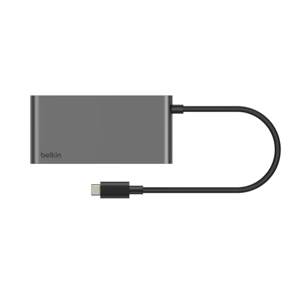 Belkin CONNECT 5v1 USB-C hub s dvojitým USB-C portem – stříbrný