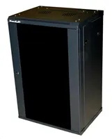 XtendLan 19" nástěnný rozvaděč 18U 600x600, nosnost 60 kg, skleněné kouřové dveře, rozložený, černý