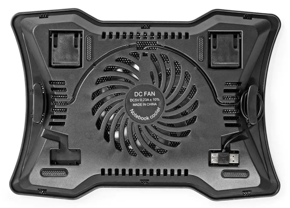 NEDIS stojan na notebook/ univerzální/ pro notebooky do 17"/ 1x ventilátor 125 mm/ USB/ plast-kov/ černý