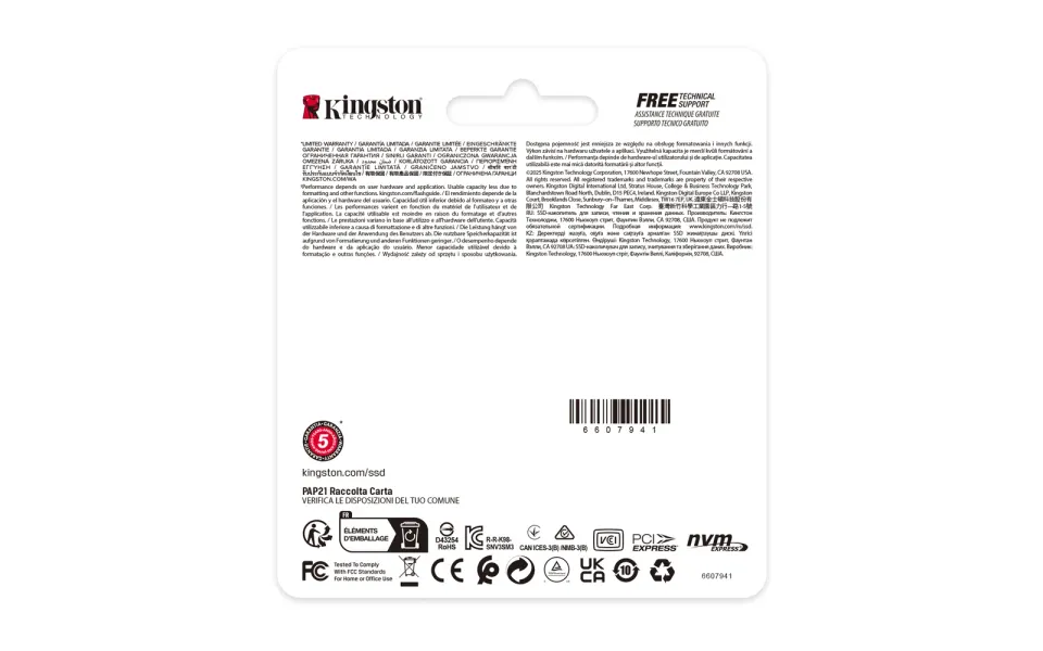 Kingston Flash SSD 500G NV3 M.2 2230 PCIe 4.0 NVMe SSD