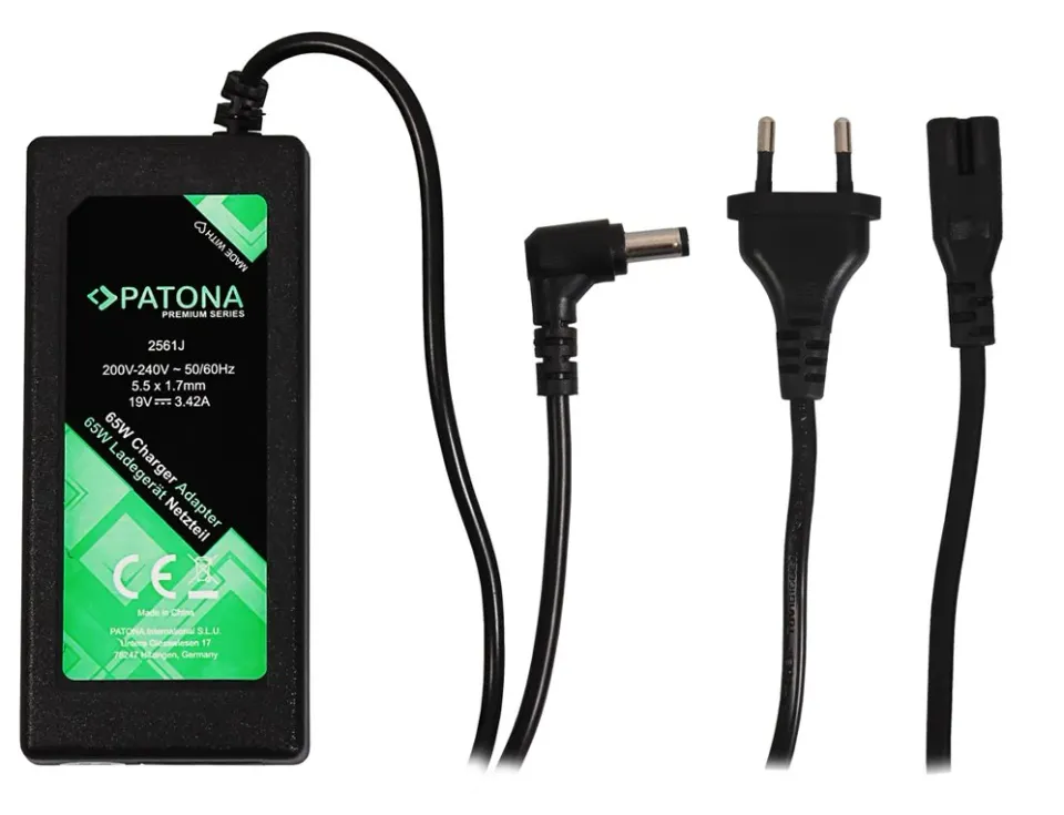 PATONA napájecí adaptér k ntb/ 19V/3,42A 65W/ konektor 5,5x1,7mm/ ACER PREMIUM/ délka kabelu 2,5 m