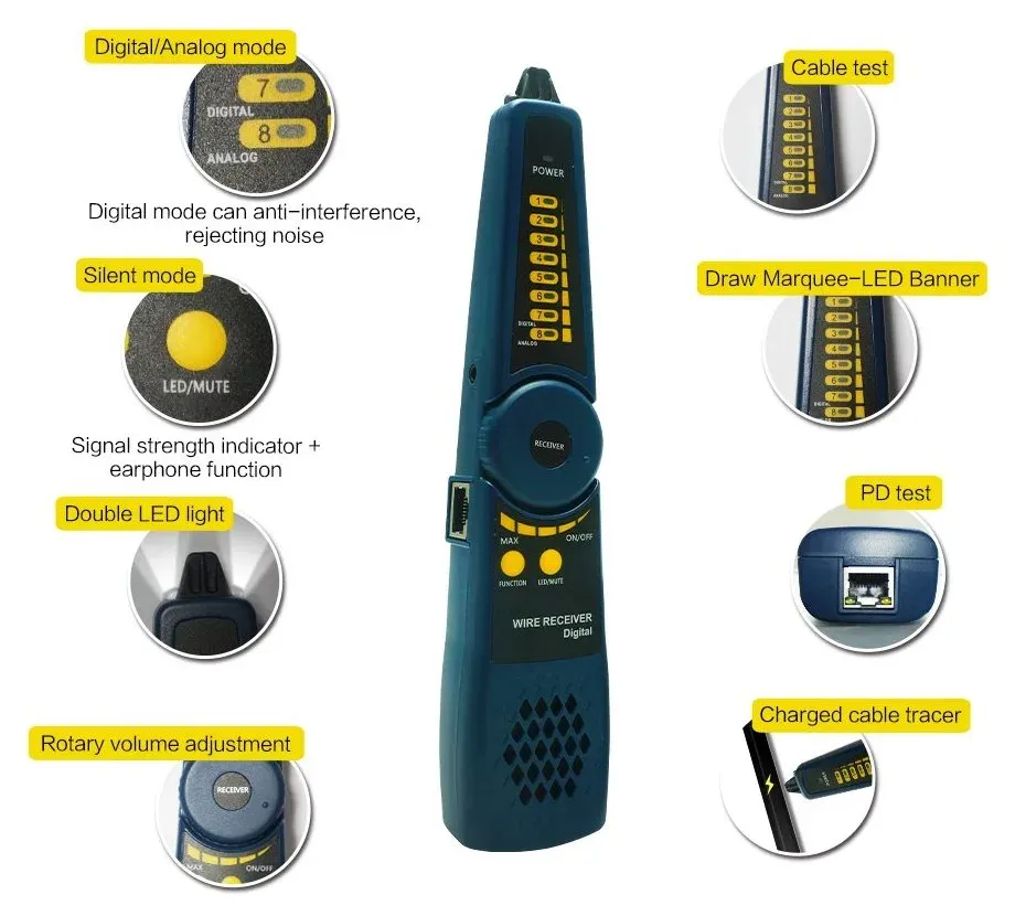 XtendLan Ruční tester IP/HDMI/SDI/CVBS/AHD/CVI/TVI do 8Mpix, 8" TFT retina 2k, opto měřič, TDR, 12V/3A+PoE out