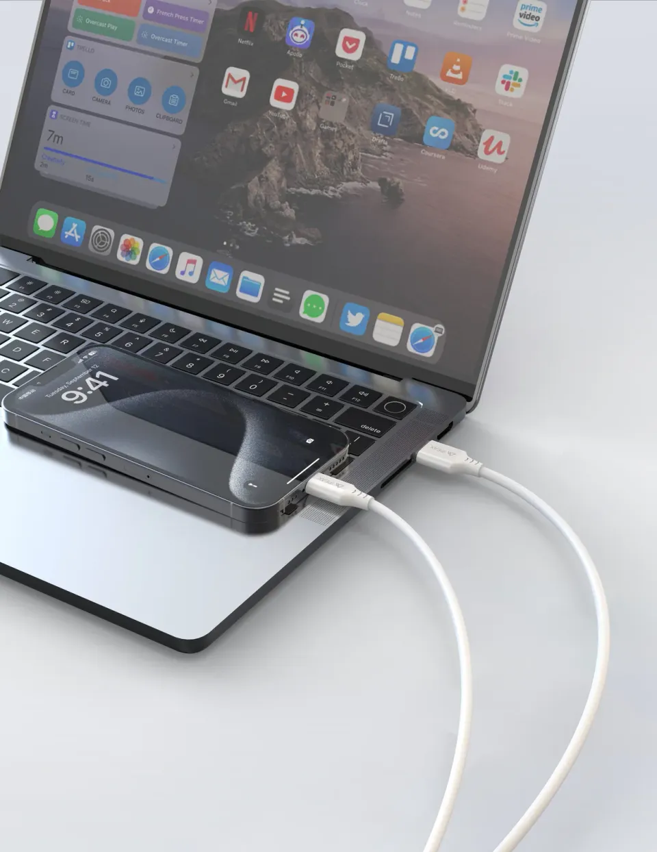 TPU KABEL USB-A / USB-C 1M, USB 2.0 BÍLÝ