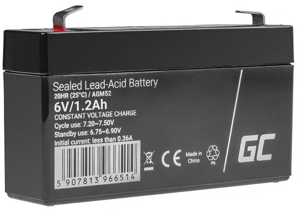 Green Cell AGM VRLA 6V 1.2Ah maintenance-free battery for the alarm system, cash