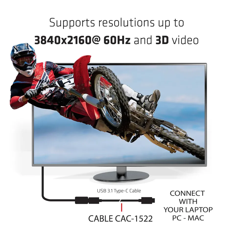 Club3D Kabel USB 3.1 typ C Gen2 4K60Hz UHD Power Delivery 100W, (M/M), 80cm