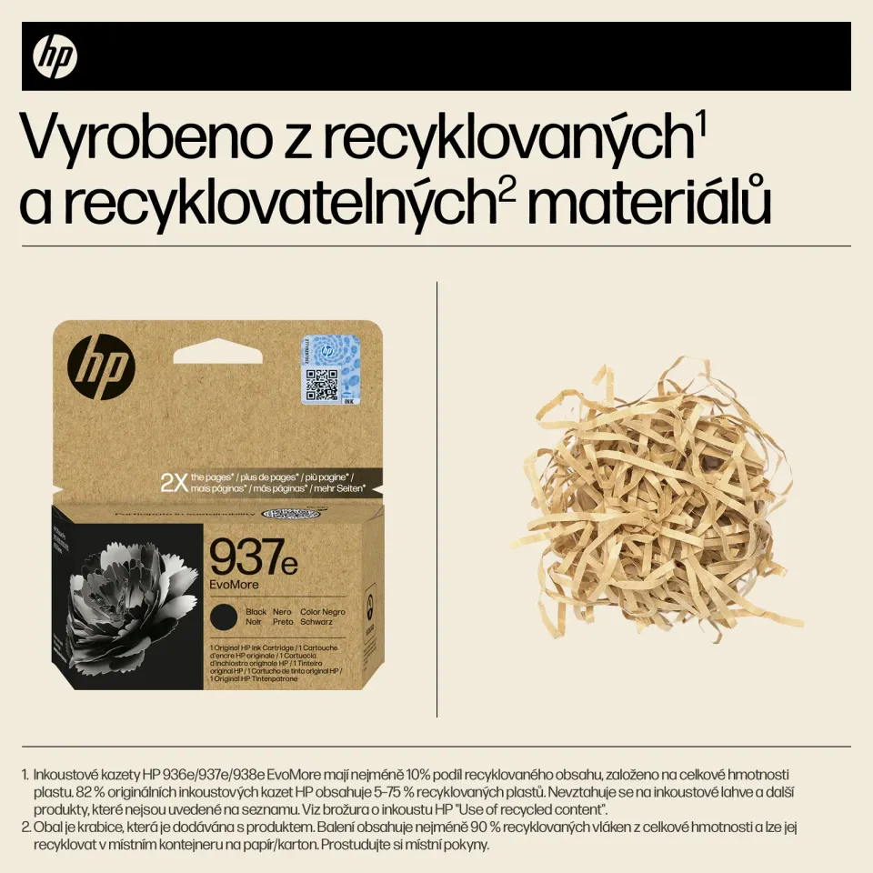 HP 4S6W9NE originální náplň černá č. 937e, cca 2500 stran