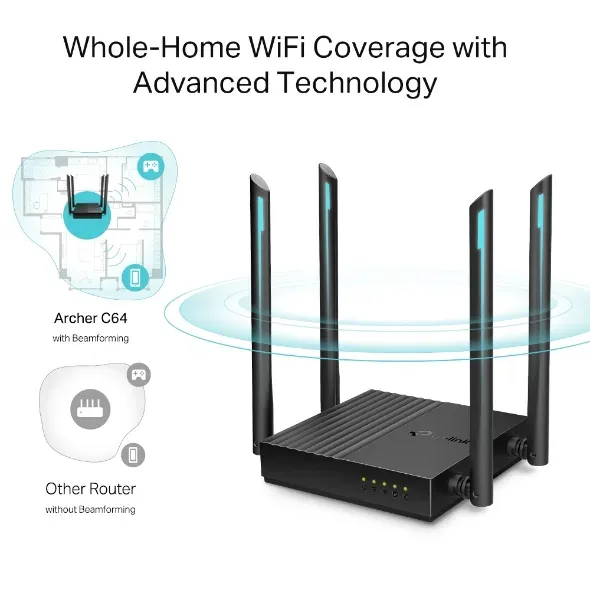 TP-Link Archer C64 - AC1200 WiFi Router, GLAN/WAN, WPA3, MU-MIMO