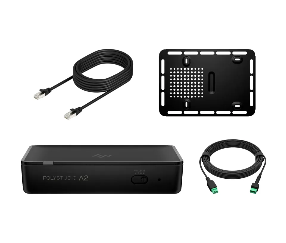 HP Poly Studio A2 Audio Bridge w/ CAT6A and Mic Extension Cable and Mounting Plate