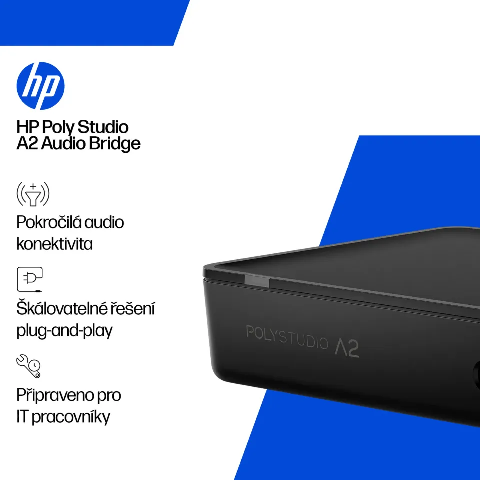 HP Poly Studio A2 Audio Bridge w/ CAT6A and Mic Extension Cable and Mounting Plate