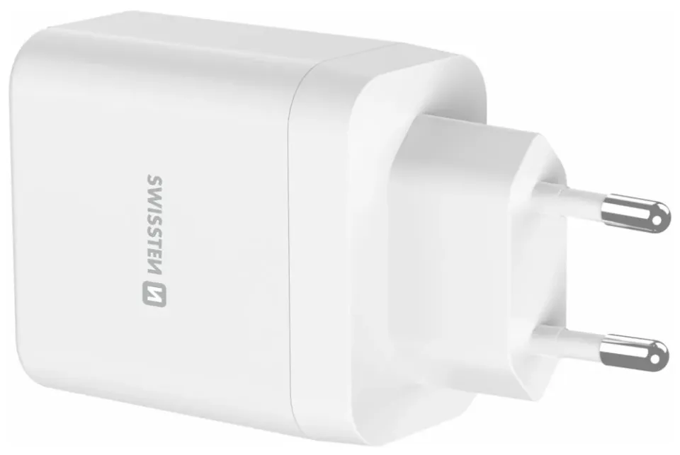 Swissten Síťový Adaptér Core GaN 1x USB-C 45W PD + 1x USB-A 18W QC Bílý