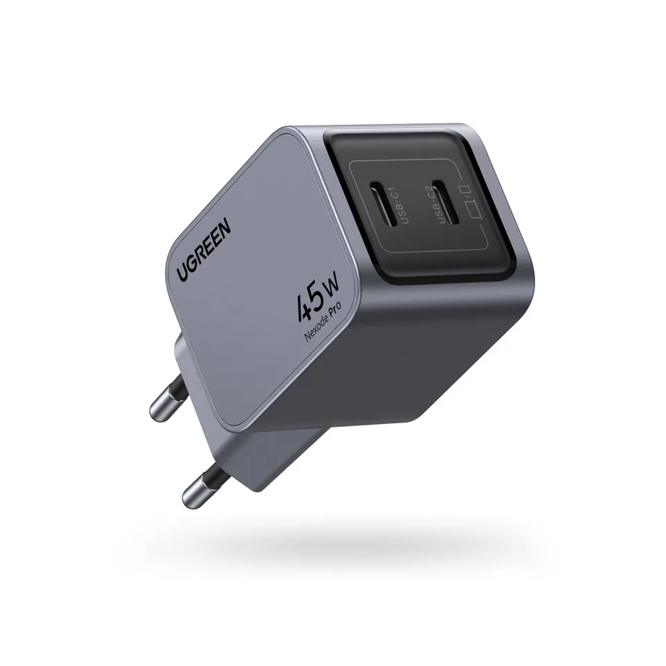 UGREEN síťová rychlonabíječka Nexode Pro 45W 2-Port USB-C, GaN, stříbrná